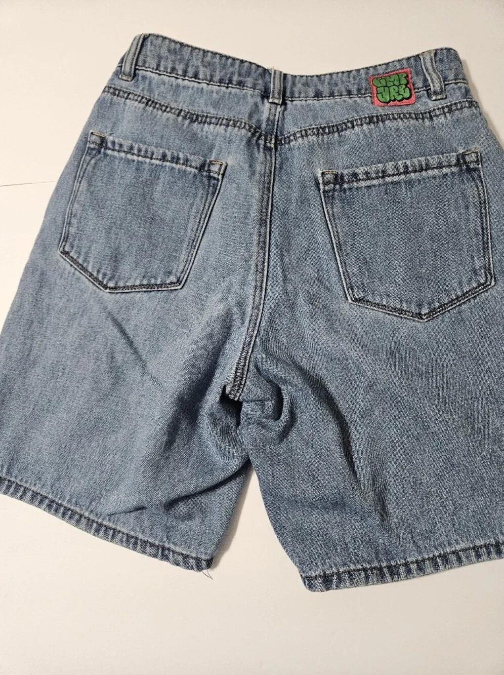 Empyre Tori Loose Fit Denim Shorts Womens Size O Waist 24 Baggy Jorts Y2K Graffi